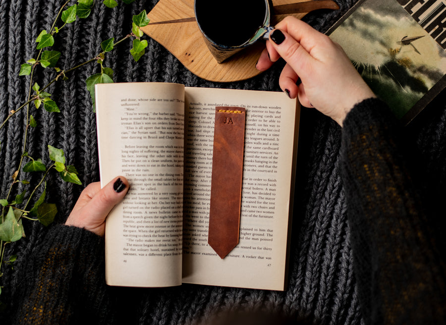 Horween leather bookmark