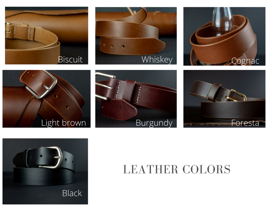 Full grain vegetable tanned leather belt, The No. 34 - Foresta