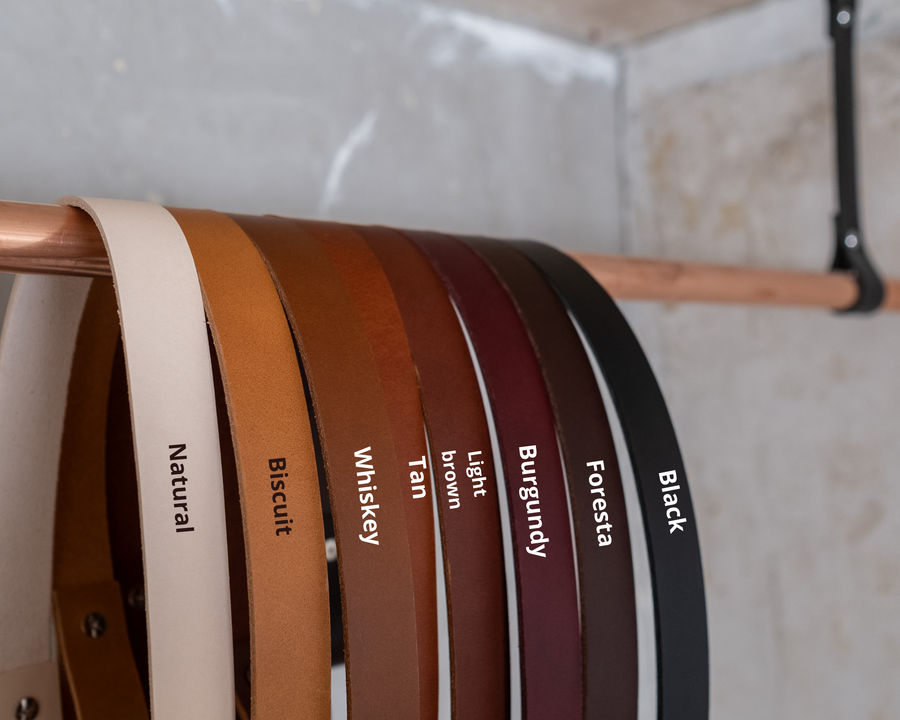 leather straps colors for hanging clothing rail