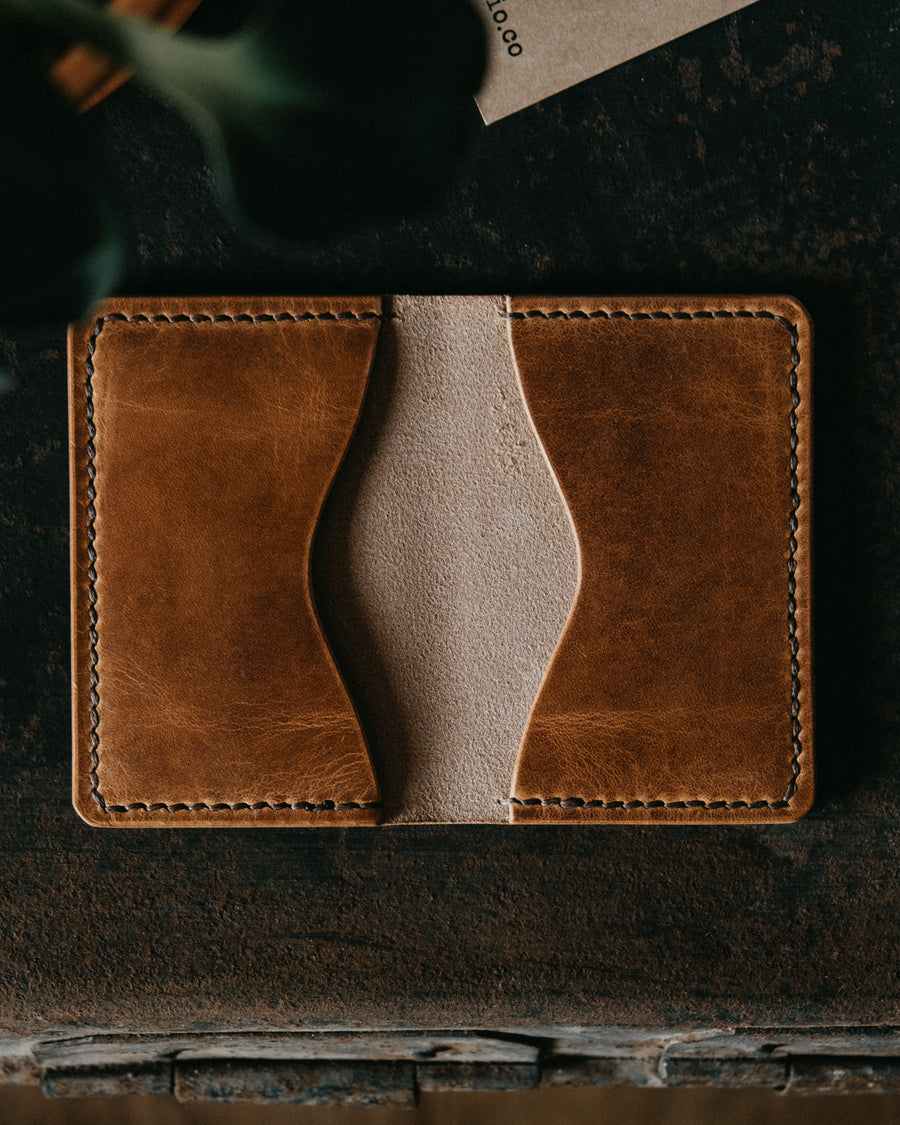 Horween dublin leather cards wallet with brown thread