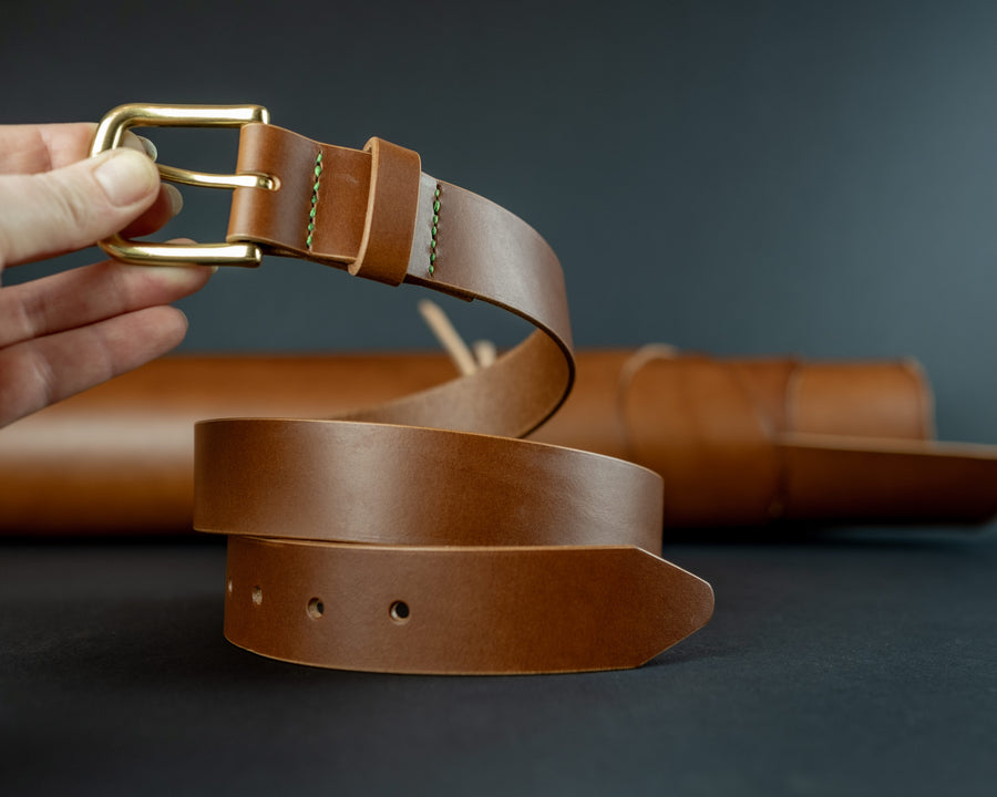 Luxury men's leather belt, The No. 34 - Whiskey