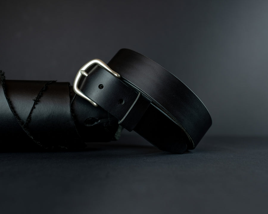 Full grain vegetable tanned leather belt, The No. 34 - Black