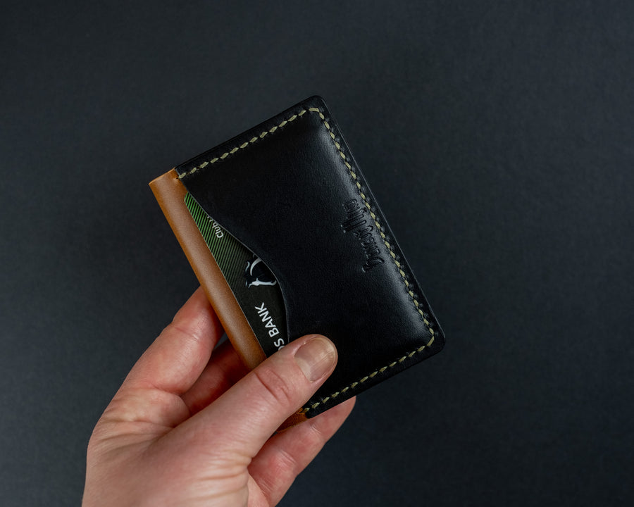 black and tan leather wallet