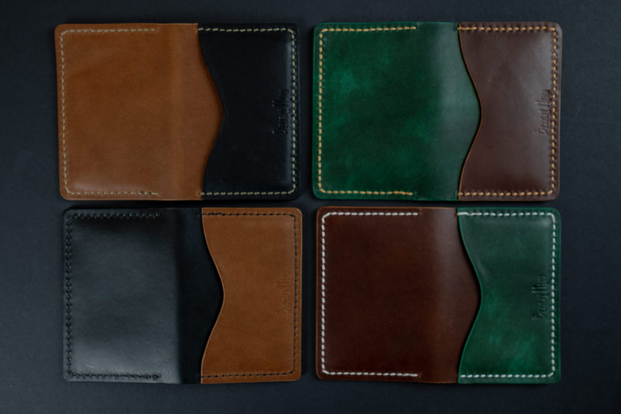 custom leather wallet, black leather wallet, brown leather wallet, green leather wallet, tan leather wallet