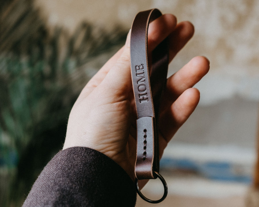 dark brown leather keys holder, personalised leather keys holder