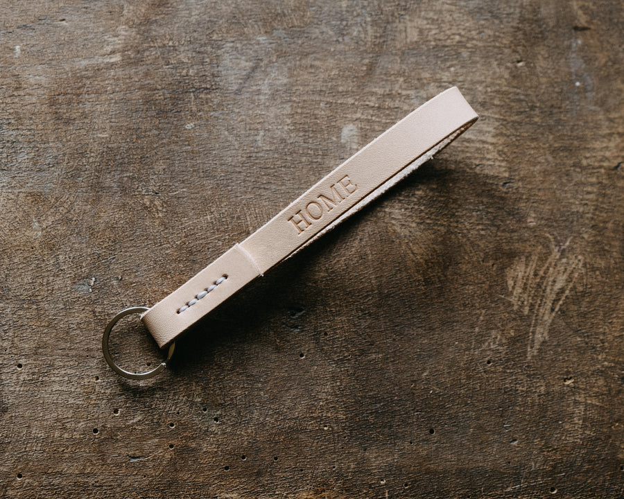 nude leather keyring, natural leather key fob