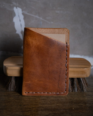 Rustic tan leather cards wallet, The No. 33 - READY TO SHIP