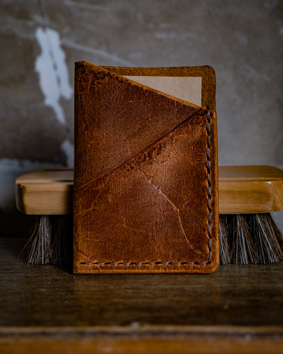 Rugged leather cards wallet with scar, The No. 33 - READY TO SHIP