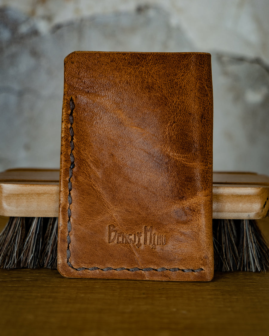 Rustic tan leather cards wallet, The No. 33 - READY TO SHIP