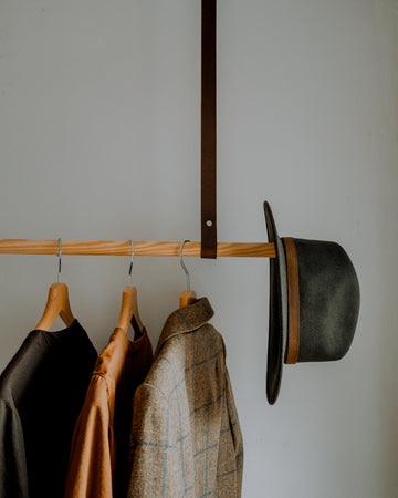 brown leather straps for clothes rail