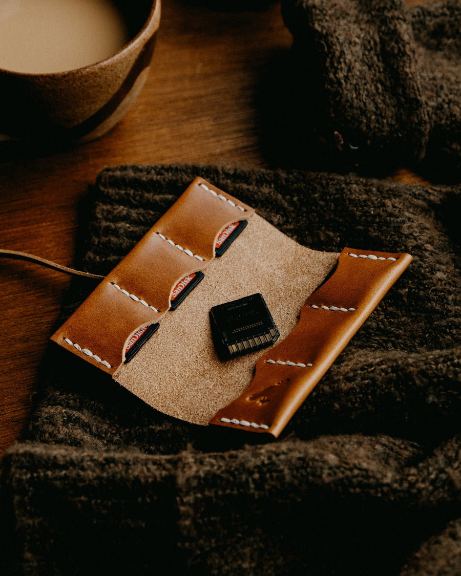 leather sd cards holder