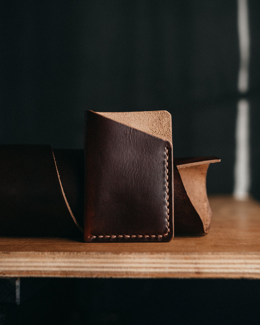 brown horween leather cards wallet