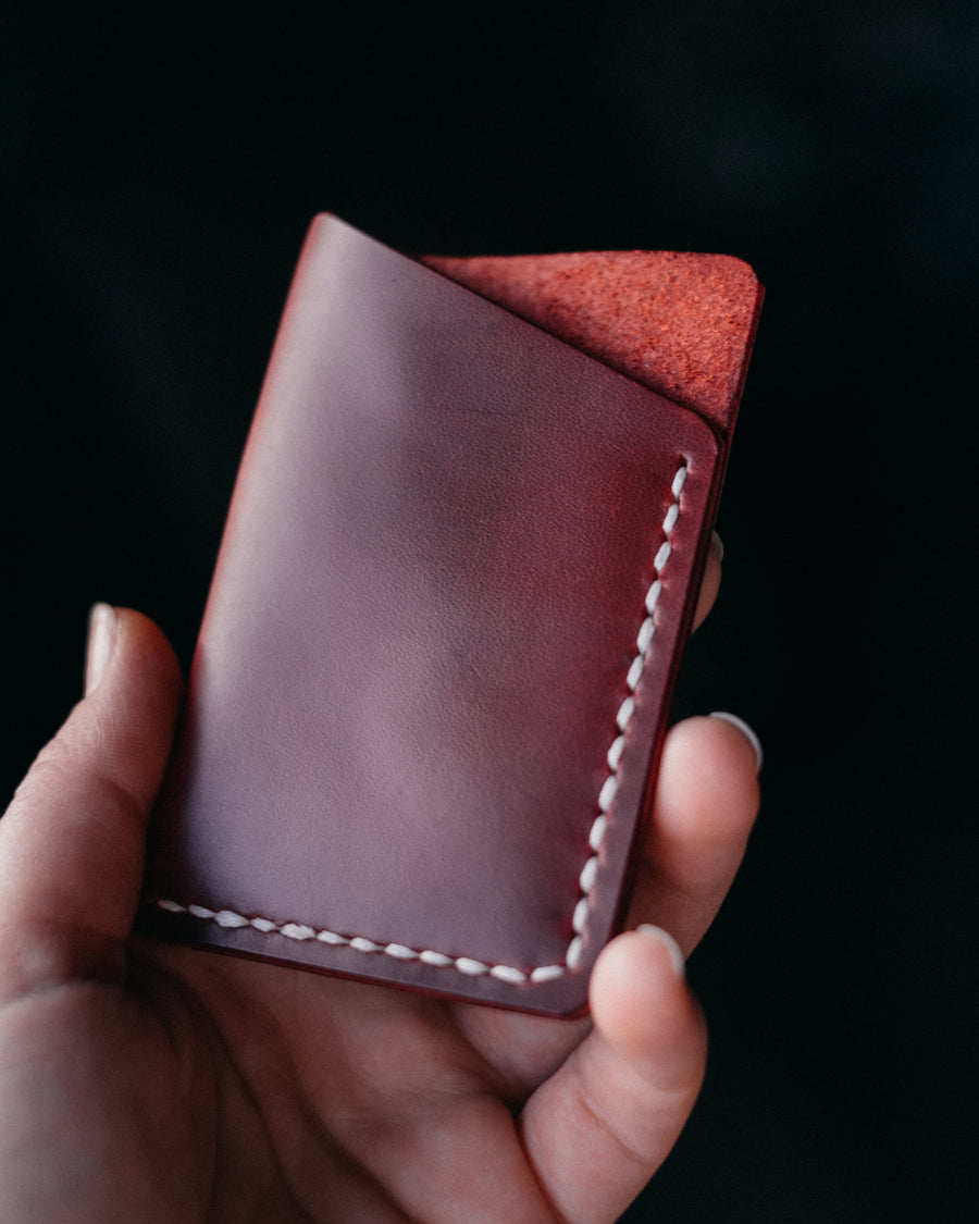 red leather wallet made by hand