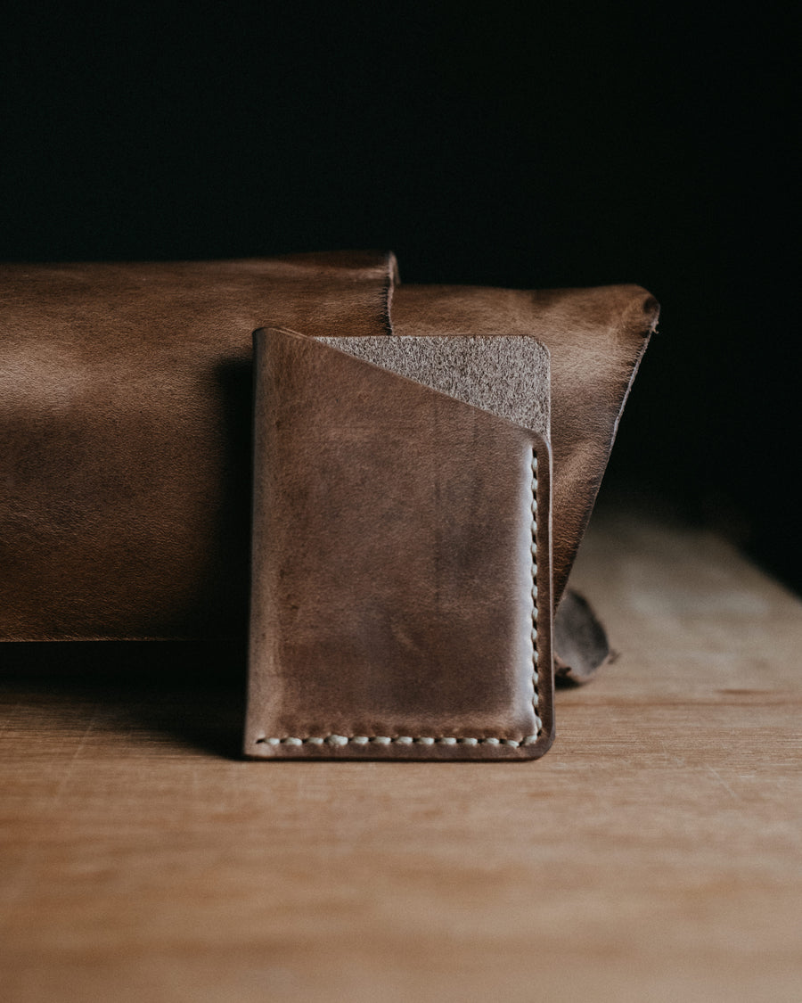 natural horween leather slim wallet