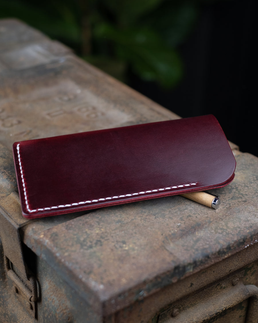 hand stitched leather pen sleeve