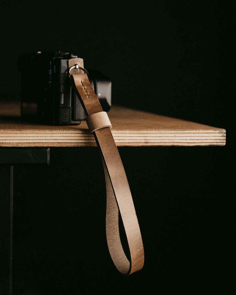 Natural horween leather wrist strap for camera