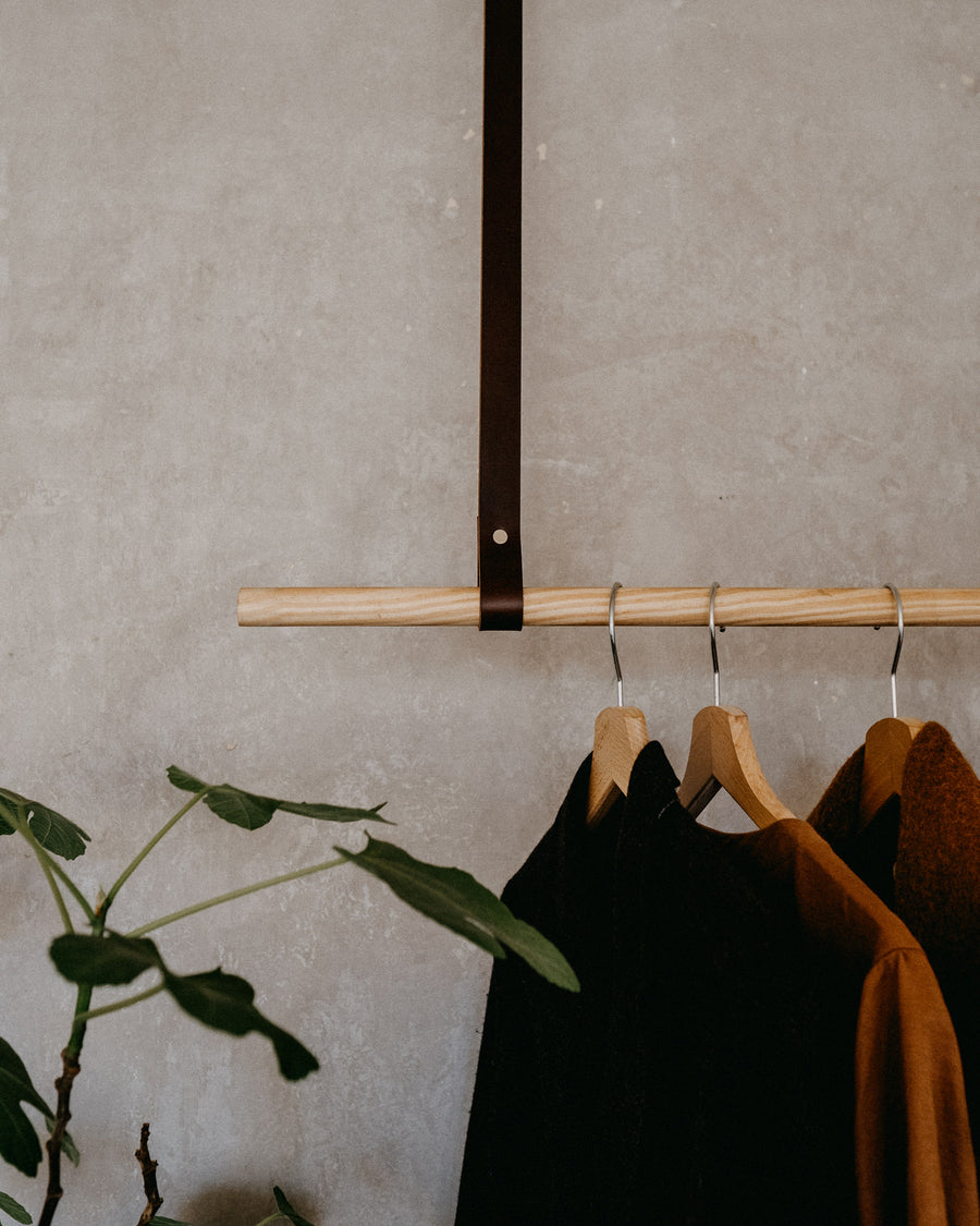 leather straps for collapsible clothes rack