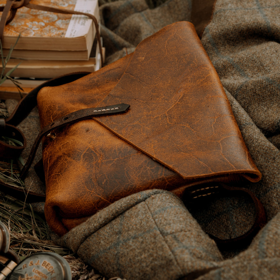 Leather crossbody bag, IVY - tan