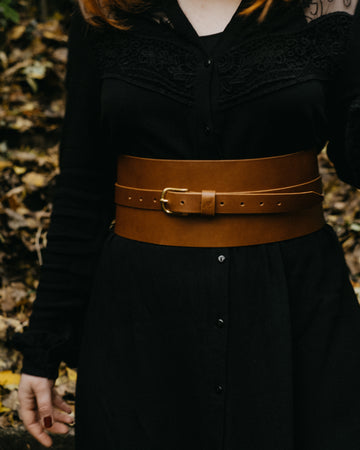 wide leather corset belt hand made in england