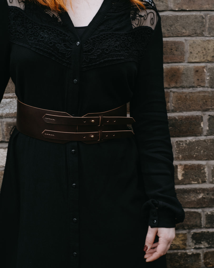 hand made leather belt corset