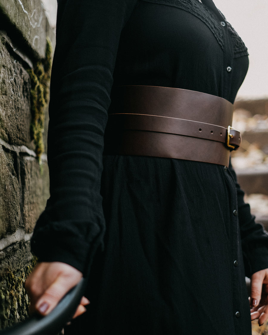 brown leather waist belt corset 